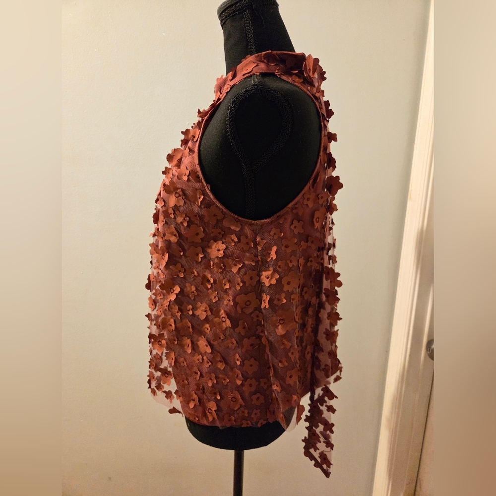 Eva Franco Textured Floral Halter Top - Rust - Picture 7 of 9